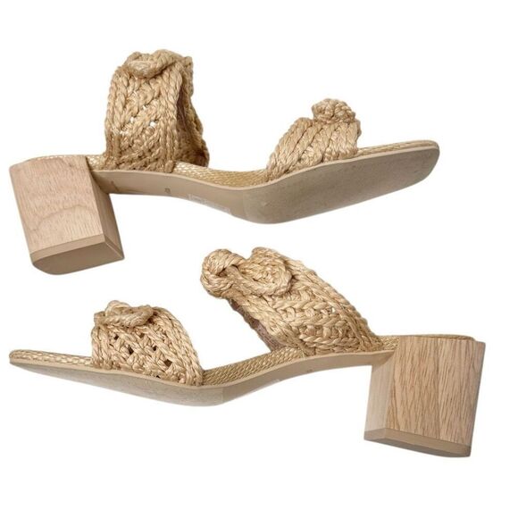 Dolce Vita Women's Zemmie Natural Raffia Low Wooden Block Heel Sandals Size 9 - Picture 6 of 10